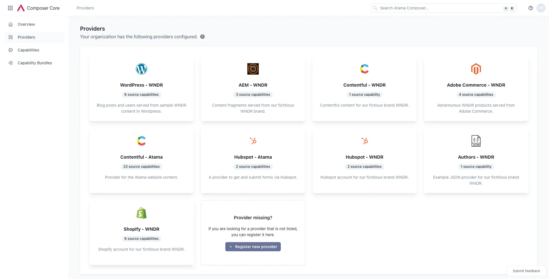 Composer Core providers