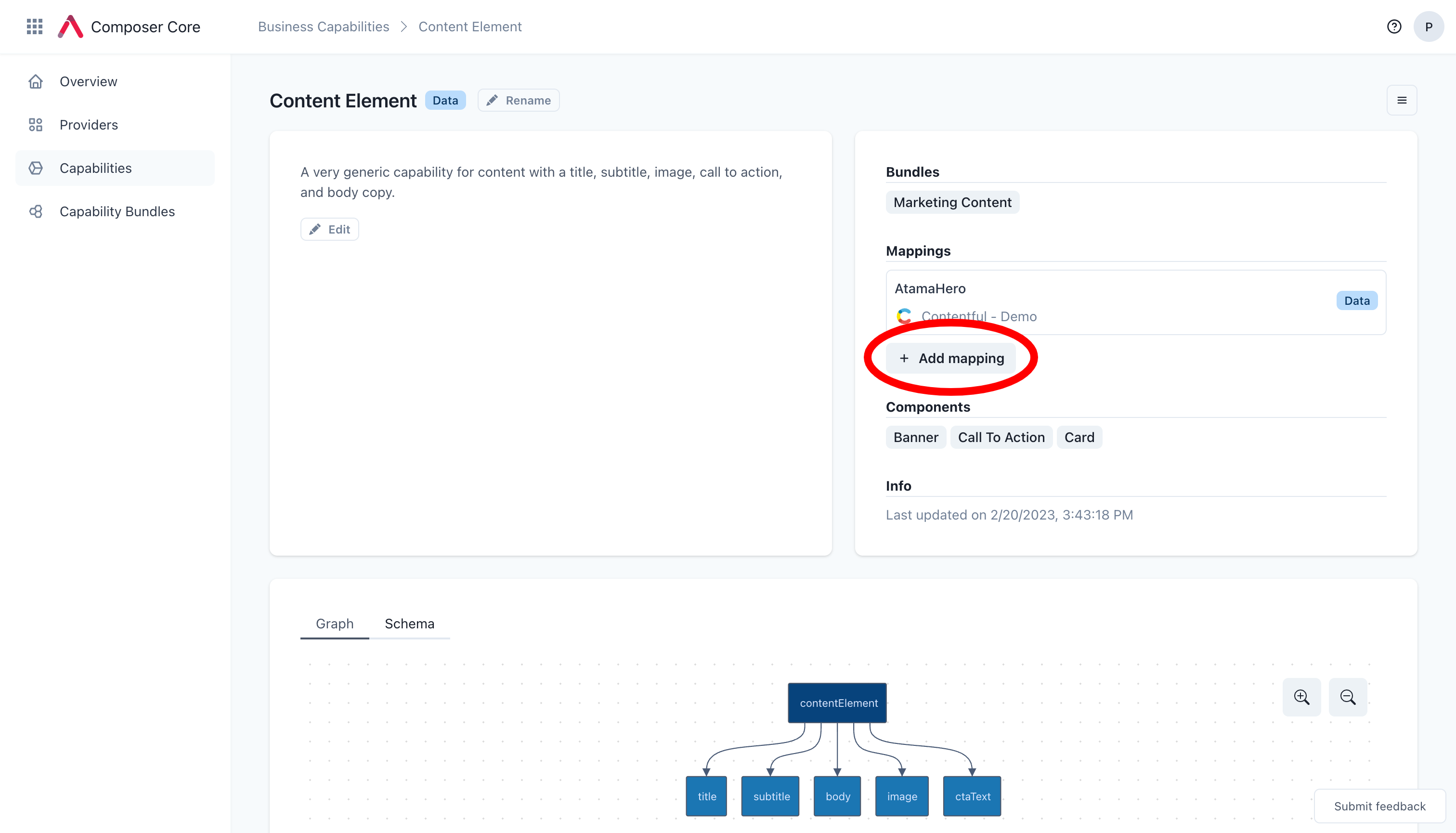 Business capability screen